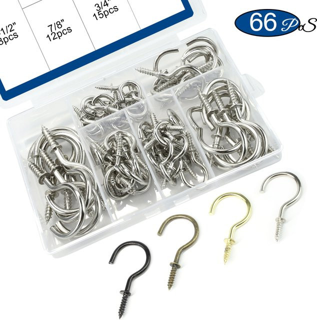 66er Set NINDEJIN Schraubhaken aus kupferbeschichtetem Material für Decken und Küchen, Größen von 3/4 Zoll bis 1-1/2 Zoll - Bild 1
