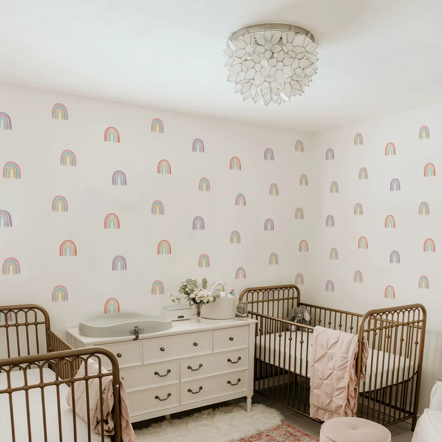 INS Aquarell Regenbogen Wandtattoo Selbstklebend für Kinderzimmer und Kindergarten, Mehrfarbig - Bild 1