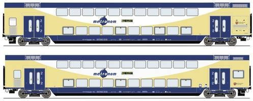 Roco 2er-Set Doppelstockwagen der metronom 2. Klasse DBpza H0 Eisenbahnmodell - Bild 1