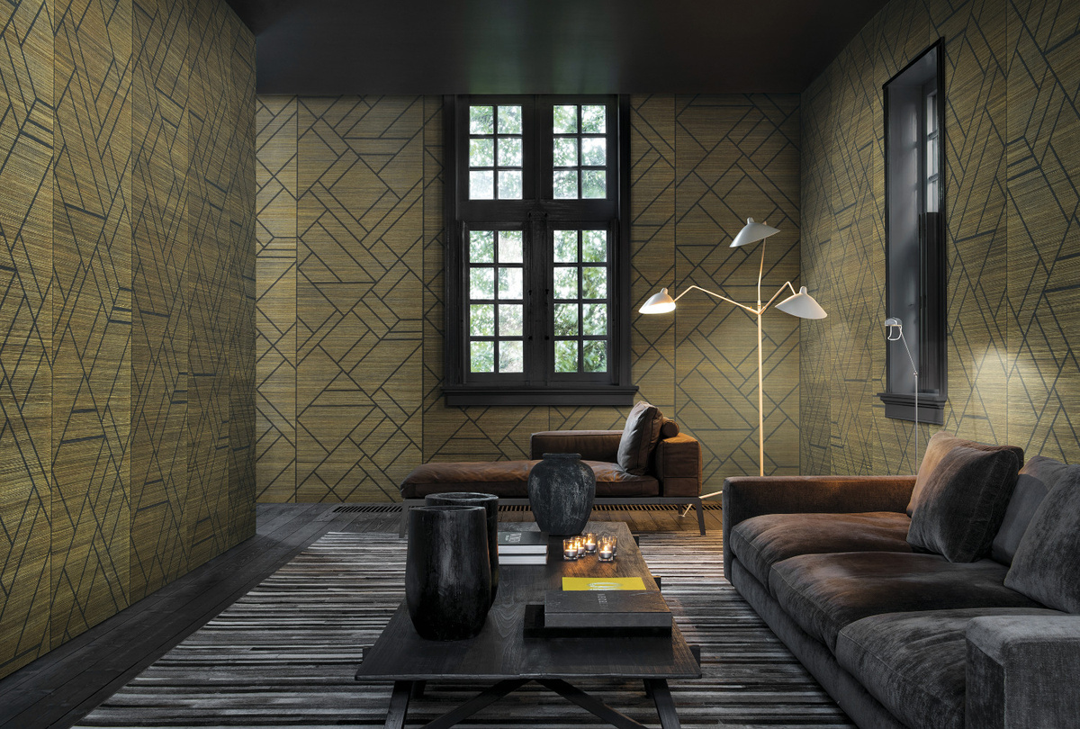 Omexco Tapete Seraya 48 SRA4802 in Braun und Gold mit geometrischem Abstract-Muster aus Vlies - Bild 1