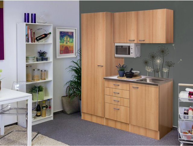 Flex-Well Classic Singleküche Buche Braun B/H/T: 150 x 85 x 60 cm - Bild 1