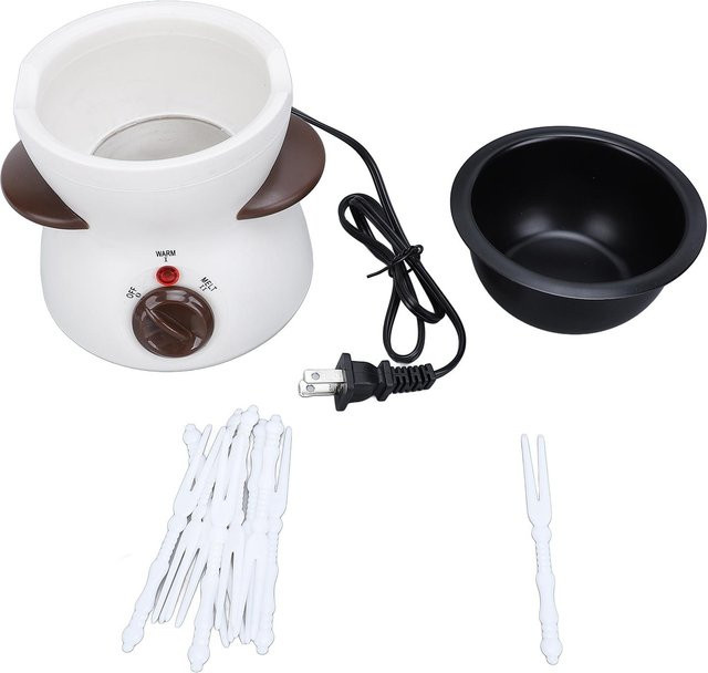 TOMTOP JMS Mini-Elektro-Fondue-Set mit 10 Tauchgabeln zum Schmelzen von Schokolade in Weiß - Bild 1