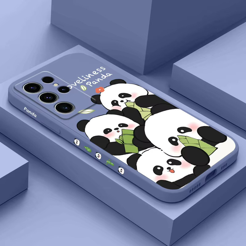 Silikon-Handyhülle mit Riesenpanda-Design für Samsung Galaxy S25 S24 S23 S22 S21 S20 Ultra FE S10 S10E Plus Note 20 Ultra in Lila - Bild 2
