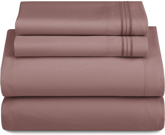 4-teiliges Bettwäscheset Bin Chi Textiles 1801 Serie aus Mikrofaser in Braun - Bild 1