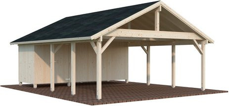 PALMAKO Carport Robert aus Fichtenholz in Braun mit Satteldach, B/T/H: 637 x 764 x 363 cm - Bild 1