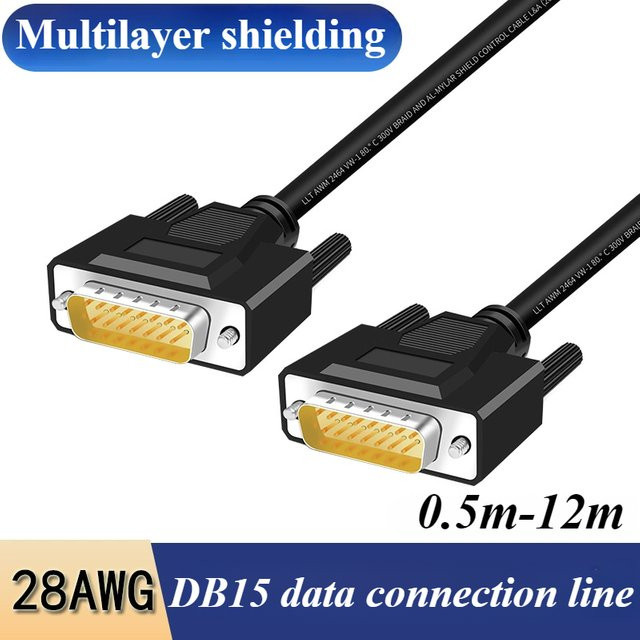 DIVEDEER DB15 Verlängerungskabel 15-polig, serielles und paralleles Datenkabel aus reinem Kupfer, Stecker auf Buchse, Schwarz - Bild 1
