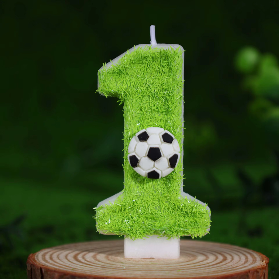 MINISO Digitale Geburtstagskerze Fußball Sport Motiv in Grün für Kinder - Bild 2