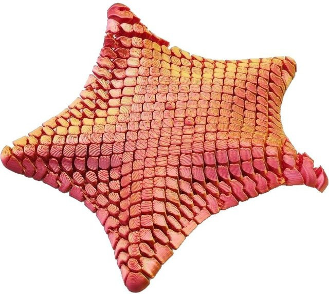 Beweglicher 3D-gedruckter Seestern in Orange als Dekoration und Stressabbau für Schreibtisch und Büro, Höhe: 12 cm - Bild 1