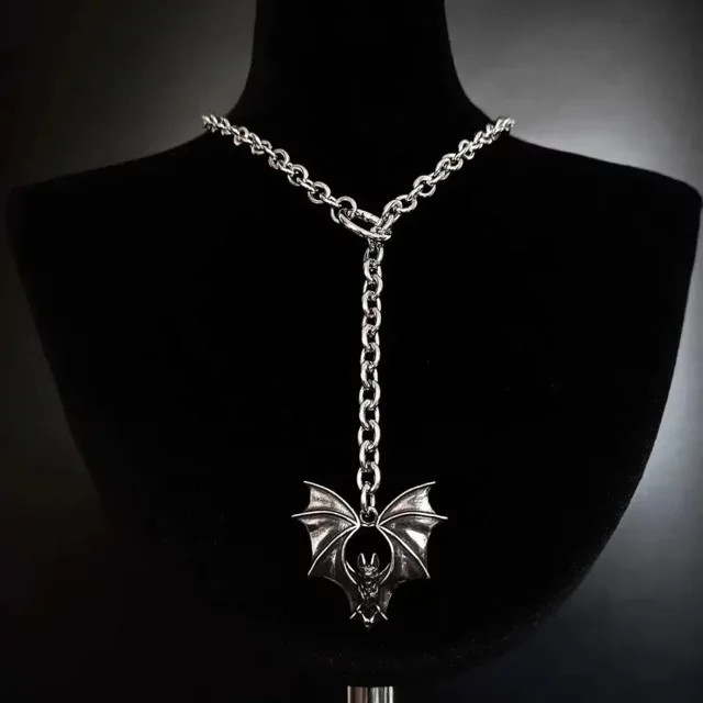 ZHIXUN Halskette, Fledermaus Anhänger, Silber, Unisex - Bild 1