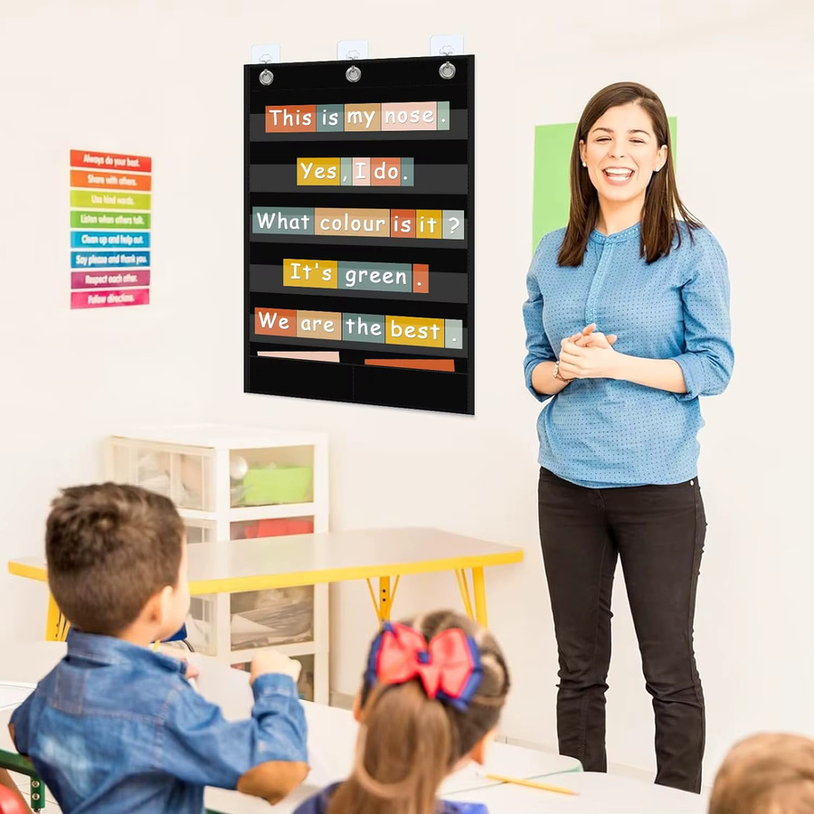 Schwarzes Standard-Taschendiagramm aus Stoff mit Aufbewahrungstasche für Schule, Zuhause und Büro - Bild 4