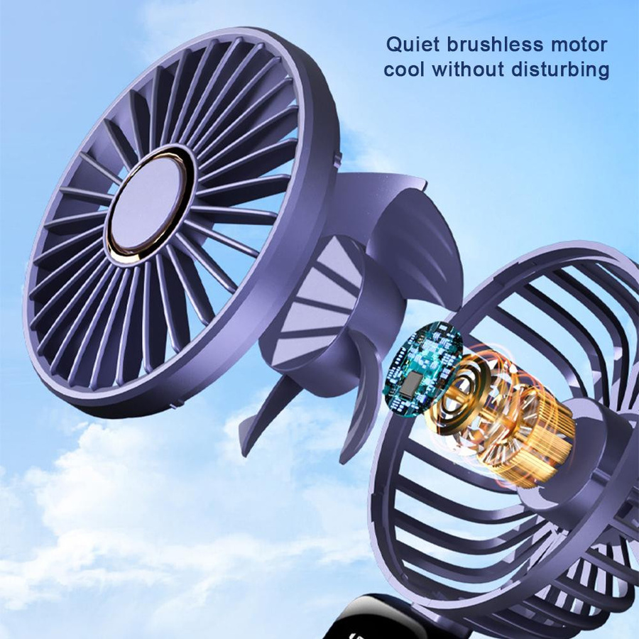 JQIQLY Mini-Handhalsventilator mit LED-Digitalanzeige und 5 einstellbaren Stufen, USB-wiederaufladbar, Grün - Bild 7