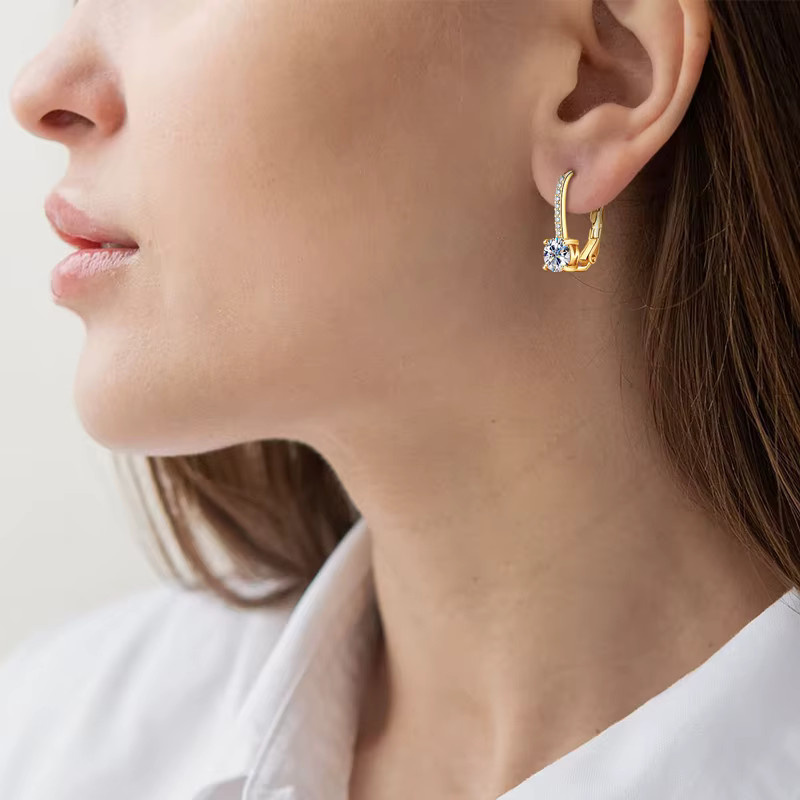 IOGOU Clip-Ohrringe, 925 Silber, Moissanit, Damen - Bild 5