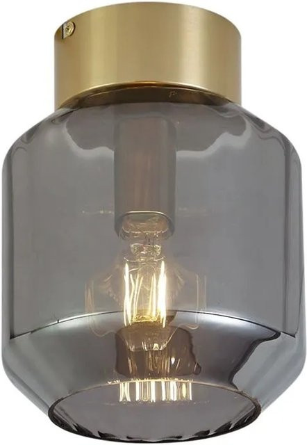 QAZQA Moderne Deckenleuchte in Messing mit Rauchglas und E27 Fassung - Bild 1