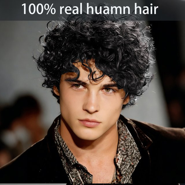 OYM HAIR Pixie-Cut-Perücke, brasilianisches Remy-Echthaar, lockig, mit Pony - Bild 1