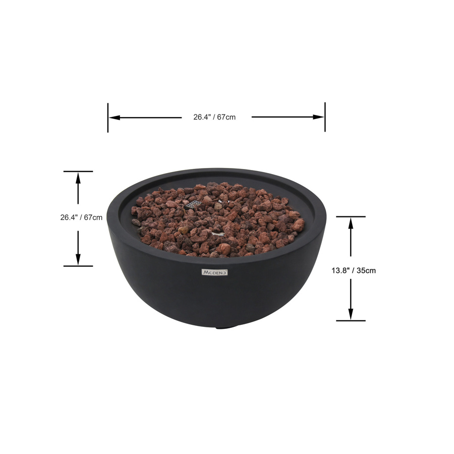 Elementi Gasfeuerstelle Jefferson in Beton-Optik Schwarz, B/T/H: 68 x 68 x 35 cm - Bild 3