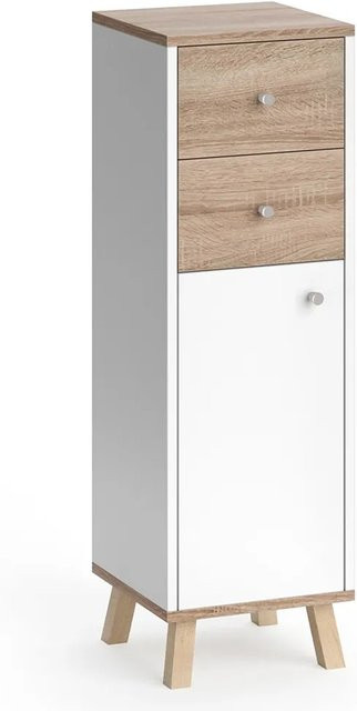Vicco Midischrank Senyo Badschrank in Weiß und Sonoma mit 2 Schubladen, Breite: 30 cm, Höhe: 95 cm - Bild 2