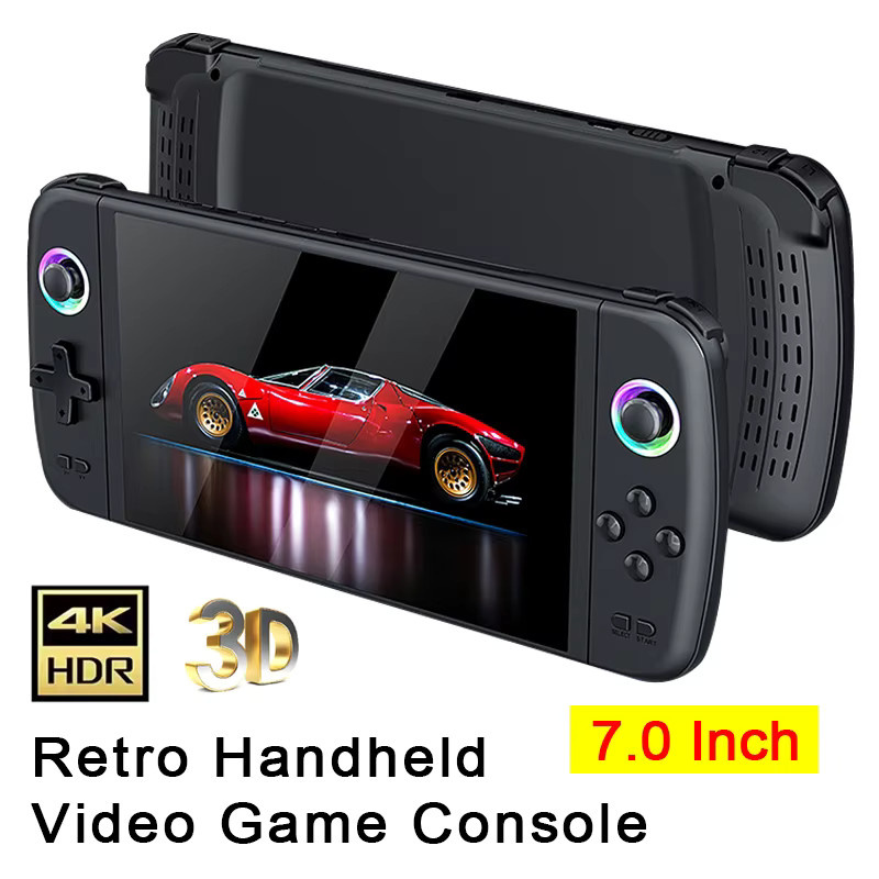 Luxuglow M27 Retro Handheld Videospielkonsole mit 7,0 Zoll Display in Schwarz mit 64G Speicher - Bild 3