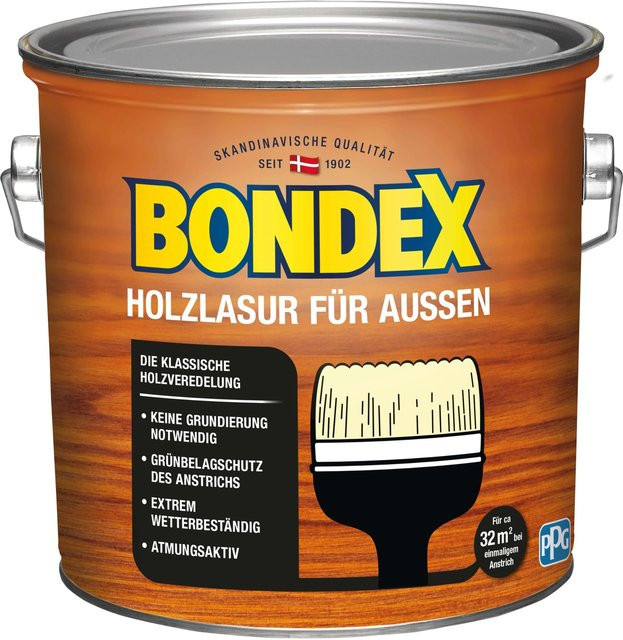 Bondex Holzlasur für Außen in Kalkweiß, seidenglänzend, 2,5 l - Bild 1