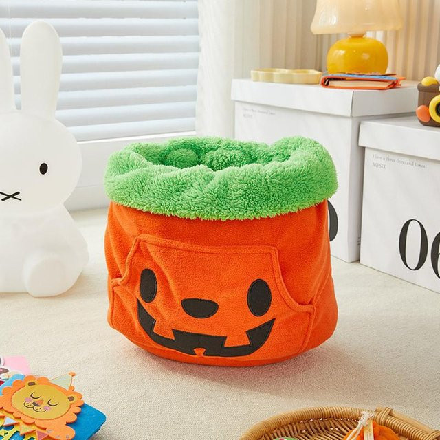 Halloween Kürbis Haustiernest Schlafsack aus Stoff in Orange, B/T/H: 43 x 43 x 40 cm - Bild 1