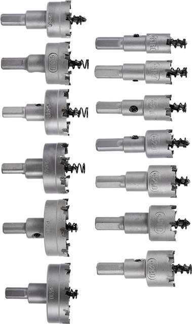Neoglint 13-teiliges TCT Lochsägen-Set mit Hartmetallspitze aus Edelstahl in Silber, Durchmesser: 16 mm, 18 mm, 20 mm, 22 mm - Bild 1