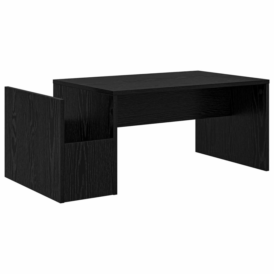 vidaXL Couchtisch in Schwarz und Eichen-Optik, moderner Couchtisch aus Holzwerkstoff, B/T/H: 90 x 45 x 35 cm - Bild 2