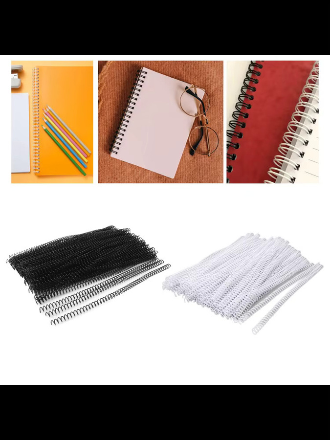 100 Stück Spiralbindespulen aus Kunststoff in Schwarz, 48 Schlaufen, 4:1 Teilung für A4-Papier, Durchmesser: 8 mm, Kapazität: 40 Blatt - Bild 5