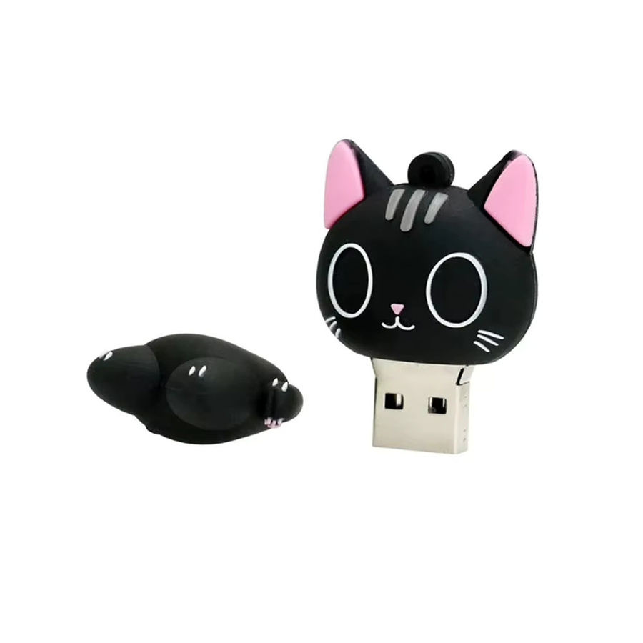 Niedriger USB-Stick im Kätzchen-Design in Schwarz mit 64GB Speicherplatz - Bild 4
