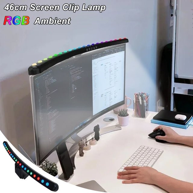 VENUSWING LED Monitor Light Bar mit RGB-Beleuchtung, USB-Anschluss, stufenloser Dimmung und Timer, Schwarz, Breite: 46 cm - Bild 1