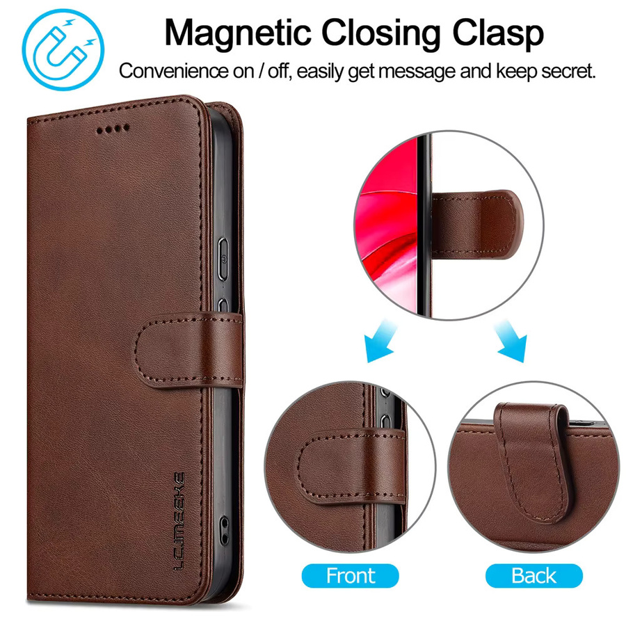 Flip-Leder-Handyhülle für Google Pixel 10 Pro XL 10 9 Pro 9 8 Pro 8 7 Pro 7 6 Pro 6 mit Kartenfächern und Standfunktion in Rot und Braun - Bild 2