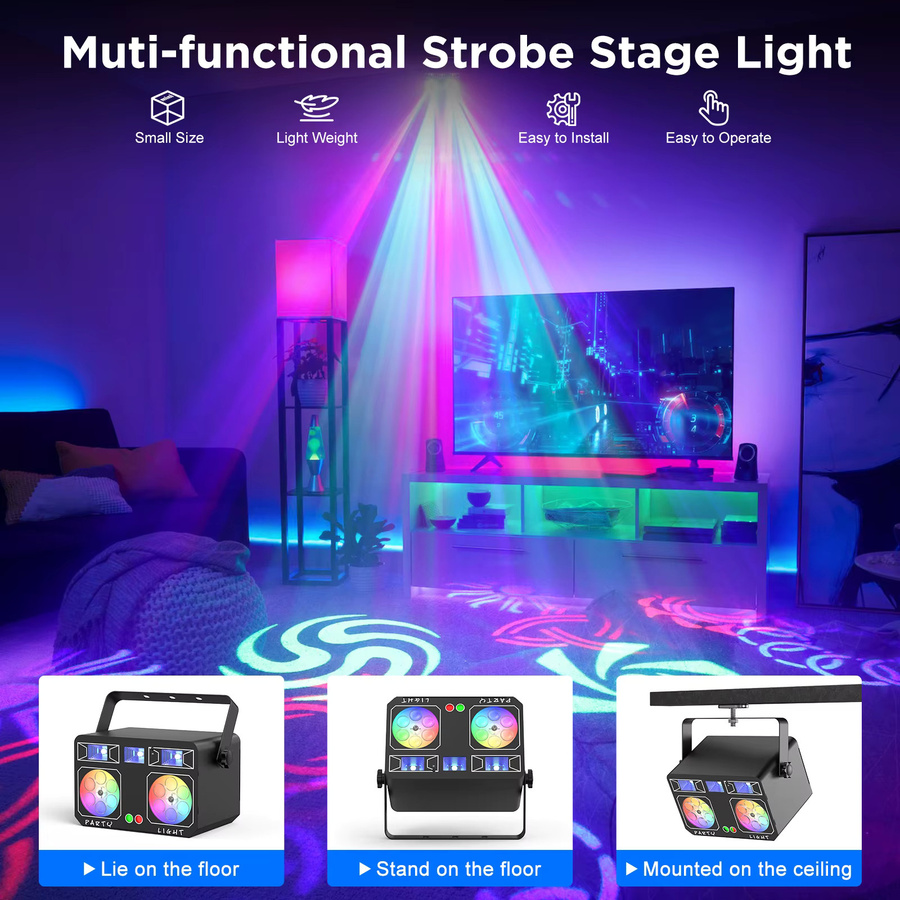 Yiflamefly RGBWY 5in1 Effekt-DJ-Bühnenbeleuchtung mit drehbarem LED-Muster und DMX-Laserfunktion für Bar, KTV und Nachtclub in den Farben Rot, Grün, Blau, Gelb, Weiß und Schwarz - Bild 4