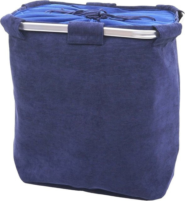 Wäschesammler MCW C34 Wäschekorb mit 2 Fächern und Netz, Blau, B/T/H: 56 x 49 x 30 cm - Bild 2