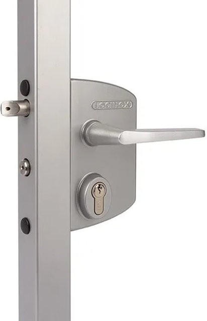 FeNau Industrieschloss aus Edelstahl in Silber für Profilrohre 30-50mm inklusive Drücker und Zylinder - Bild 1