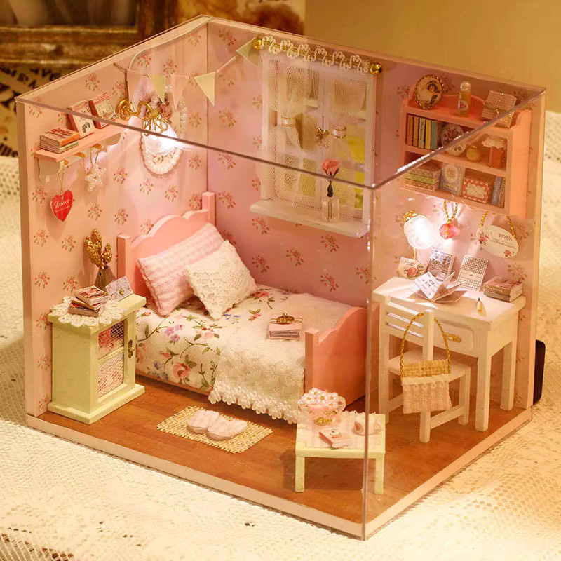 zuuton DIY Miniatur-Puppenhaus-Bausatz, Holz, 3D-Puzzle, mit LED - Bild 3