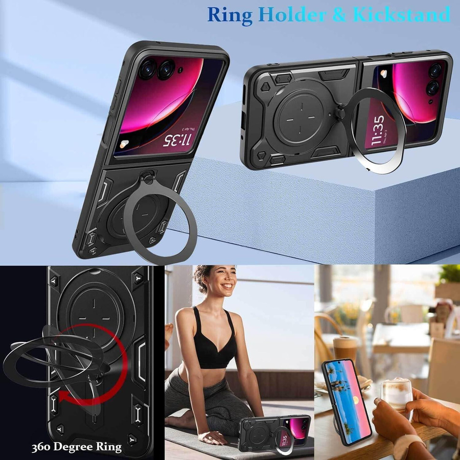 Stoßfeste Schutzhülle für Motorola Moto Razr mit Ringständer in Schwarz - Bild 2