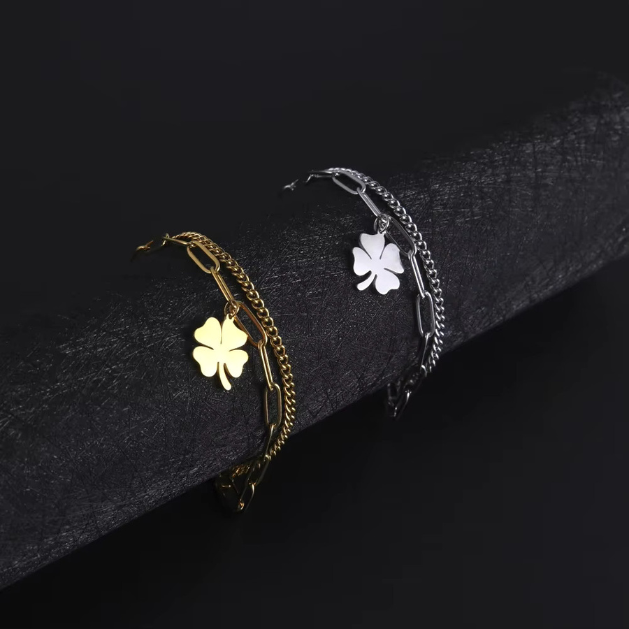 Cazador Charm Armband, Edelstahl, Vierblättriges Kleeblatt, Damen - Bild 2