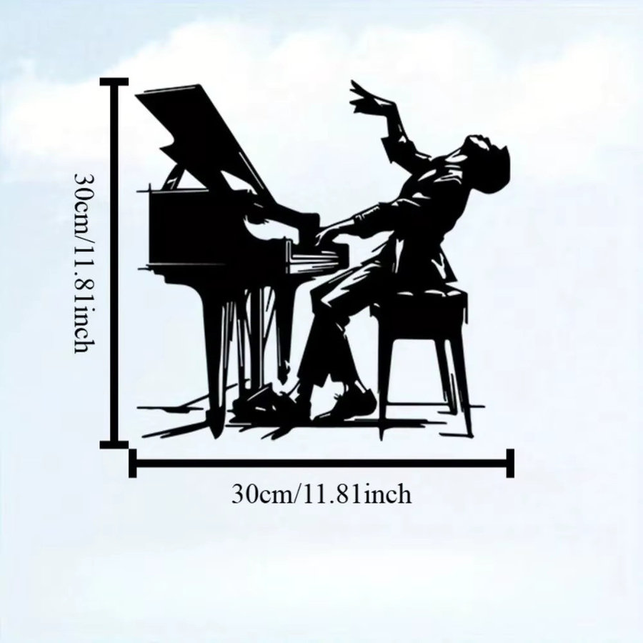 CIFBUY Vintage Jazz-Klavier Wandkunst aus Metall in Schwarz für Innen- und Außenbereiche - Bild 3