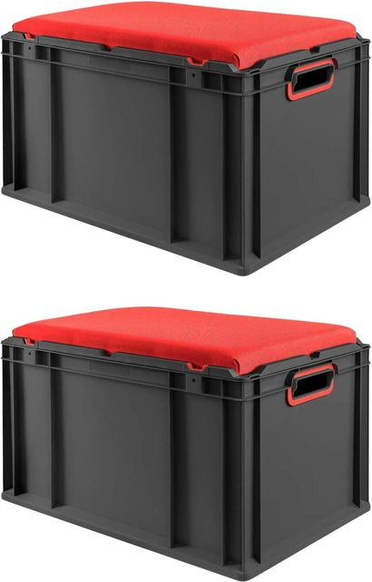 PROREGAL Sparset 2x Eurobox Nextgen Seat Box in Rot-Schwarz, H x B x T: 36,5 x 40 x 60 cm - Bild 1