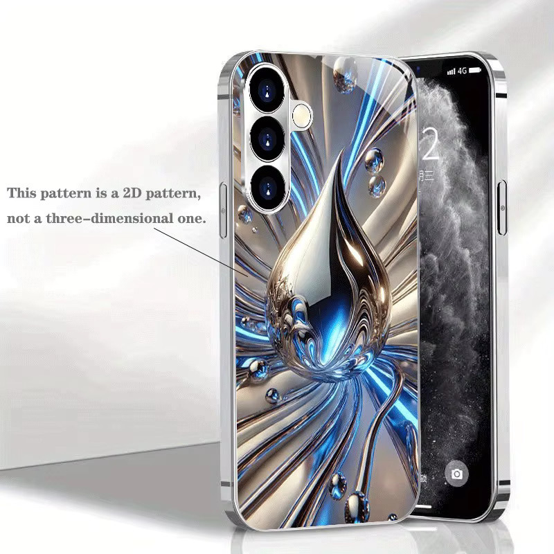 Blau-silberne Flüssigkristall-Handyhülle mit galvanisierter Silberbeschichtung und gehärtetem Glas für Samsung Galaxy S26 S25 S24 S23 Ultra Plus FE - Bild 4