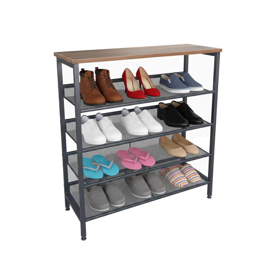 Relaxdays Schuhregal aus Eisen und MDF in Dunkelbraun mit 4 Ablagen, B/H/T: 80 x 85 x 30 cm - Bild 2