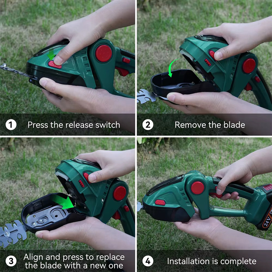 Podofo 2-in-1 Kabelloser Elektrischer Heckenschneider und Gartenschere in Grün für Makita LXT Akkus - Bild 3
