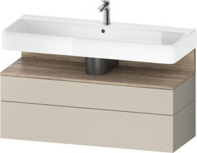 Duravit Waschtischunterschrank Qatego in Beige Matt, Wandhängend, mit integrierter Beleuchtung und Innenschubladen, B/T/H: 119 x 47 x 59 cm - Bild 1