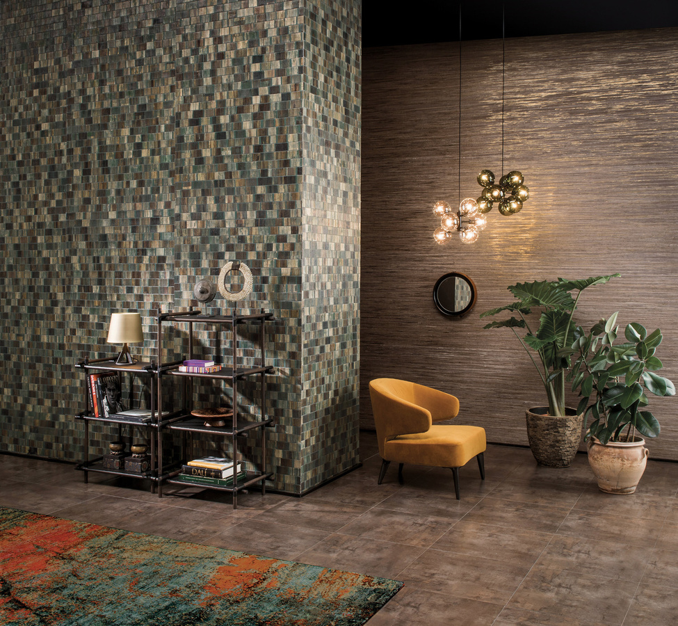 Omexco Tapete BOA2 Borneo BOA209 in Braun mit abstraktem Streifenmuster aus Textil und Vlies - Bild 1