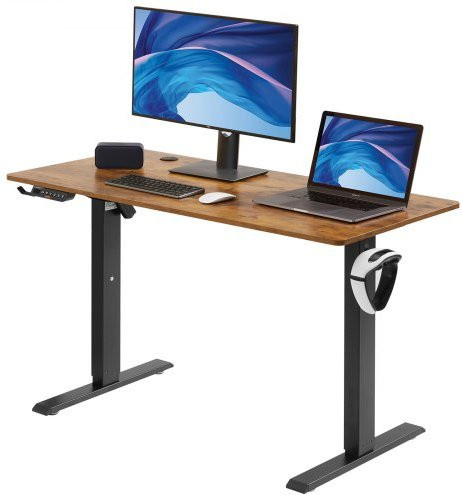 VEVOR Elektrischer höhenverstellbarer Schreibtisch mit 3 Speicherprogrammen, braun, B/T: 140 x 70,1 cm - Bild 1