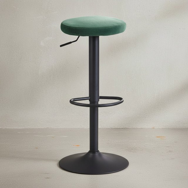 KADIMA DESIGN Barhocker CAMPANIA aus Eisen mit Samtbezug, 360 Grad drehbar, Sitzhöhe: 58-79 cm - Bild 1