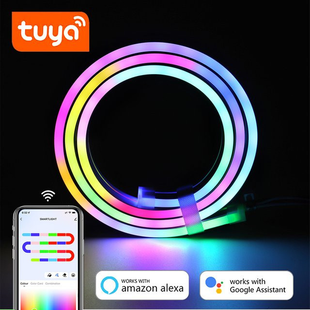 Acosh RGBIC LED Neon Flex Streifen mit Tuya WiFi App-Steuerung und Alexa Kompatibilität, Multicolour, DC 12/24V - Bild 1