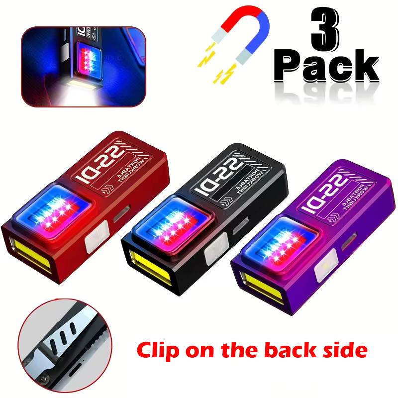 Heinast Mini Tragbare COB LED Taschenlampe Schwarz Wiederaufladbar mit Clip und Magnet - Bild 7