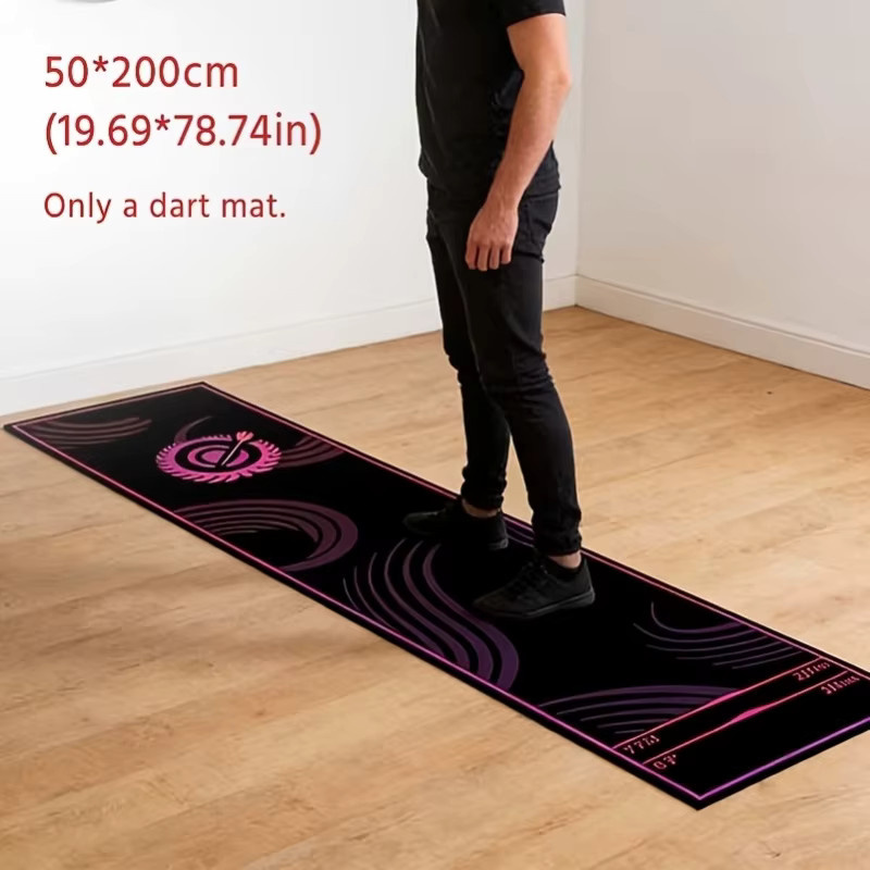 VIKAMA Professionelle Dart-Matte in Schwarz mit Wurflinie als rutschfeste Bodenschutzmatte für Indoor-Spielzimmer und Bar-Dekoration - Bild 4