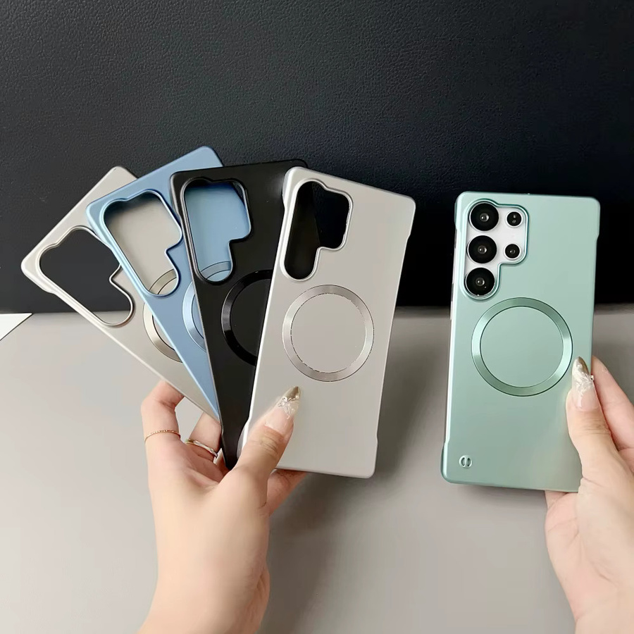 Rahmenlose Magnetische Magsafe Schutzhülle in Metallic Green für Samsung Galaxy S26 Ultra S25 S24 S23 S22 Plus Ultra A55 A56 - Bild 3