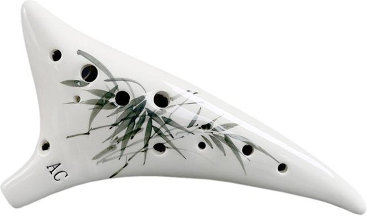TOMTOP JMS Ocarina Alto C aus Keramik mit 12 Löchern und floralem Design in Weiß - Bild 1