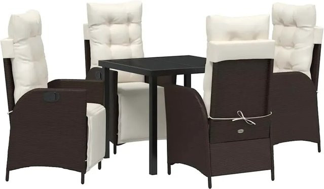 vidaXL Garten Essgruppe 5-teilig aus Poly-Rattan in Braun mit rechteckigem Tisch und Sicherheitsglas - Bild 1